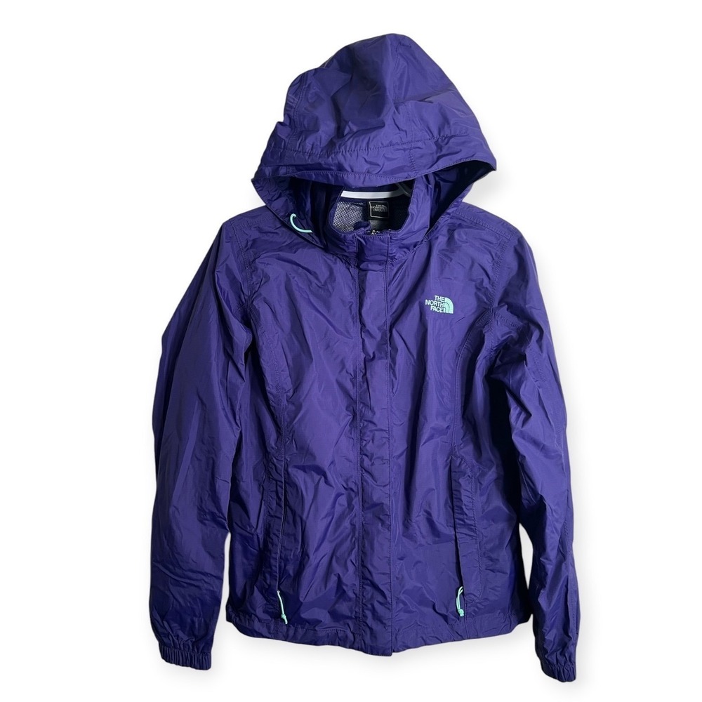 The North Face Resolve 2 Rain Jacket Womens Medium Purple Ripstop Hooded Shell